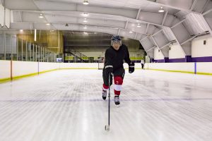 player skating up the ice